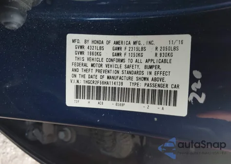 2017 Honda Accord Sport from USA, damaged, VIN 1HGCR2F56HA114139